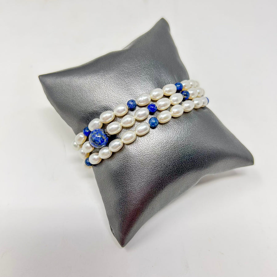 PULSERA PERLA Y LAPIZLAZULI