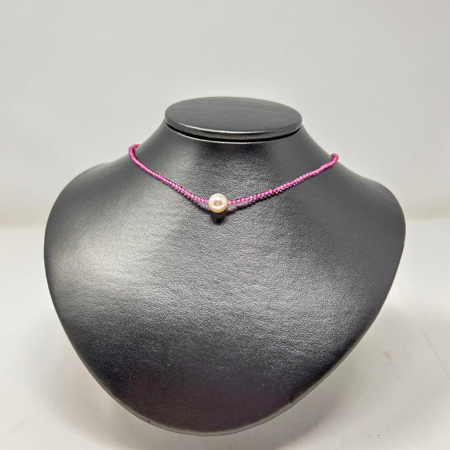 CHOKER CRISTAL ROSA Y PERLA