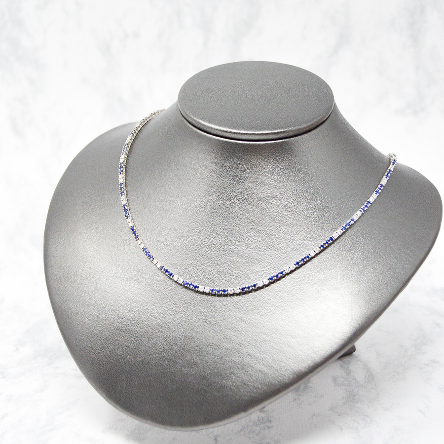 GARGANTILLA ZAFIROS Y DIAMANTES ORO BLANCO