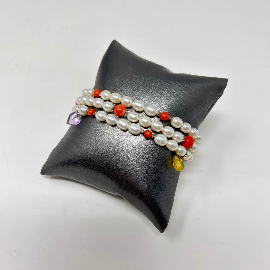 PULSERA PERLAS Y CORAL
