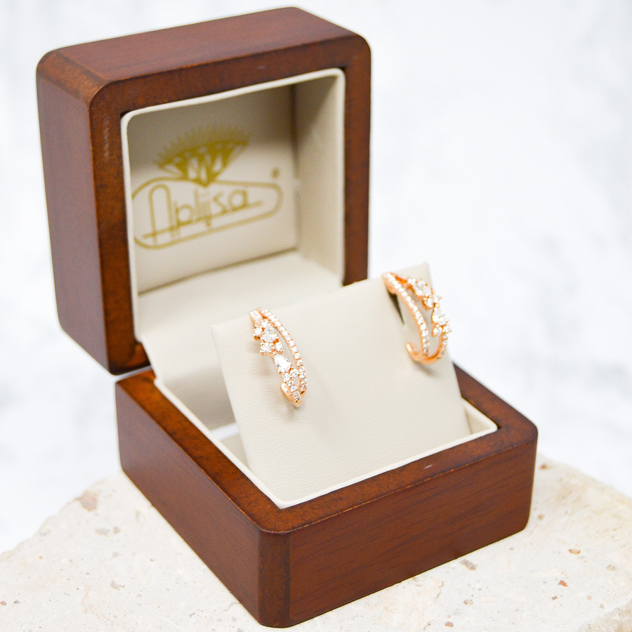 ARETE DOBLE ORO ROSA Y DIAMANTES