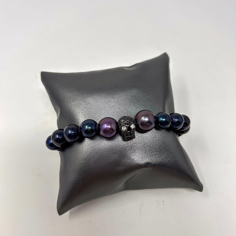 PULSERA PERLAS Y CALAVERA
