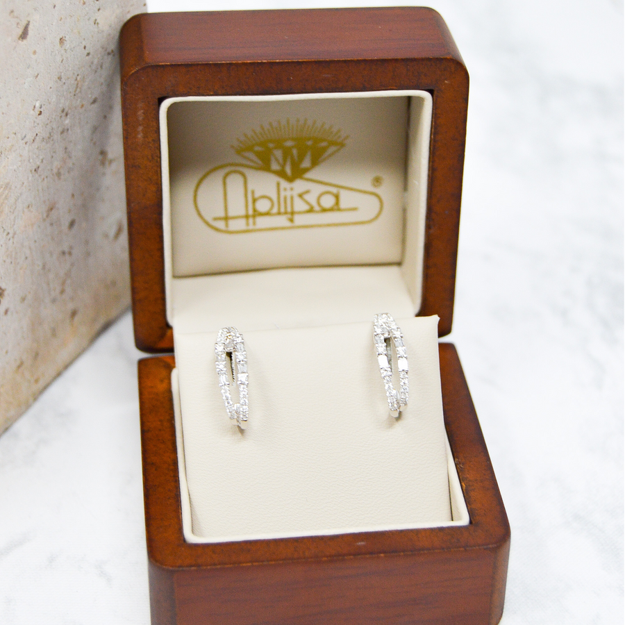 ARETES DOBLES ORO BLANCO