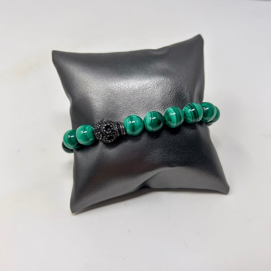 PULSERA MALAQUITA CALAVERA