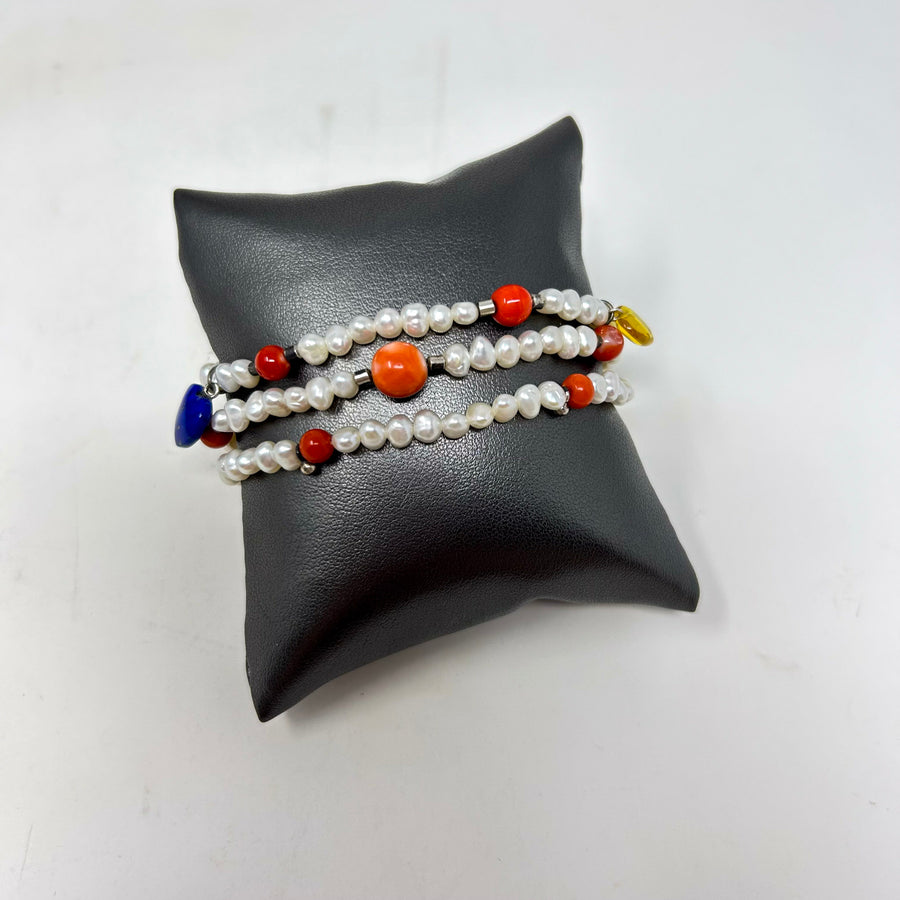 PULSERA PERLAS Y CORAL
