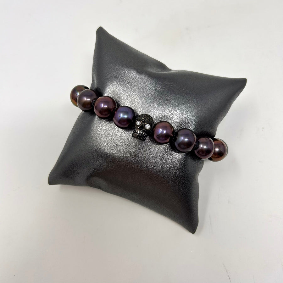 PULSERA PERLAS Y CALAVERA