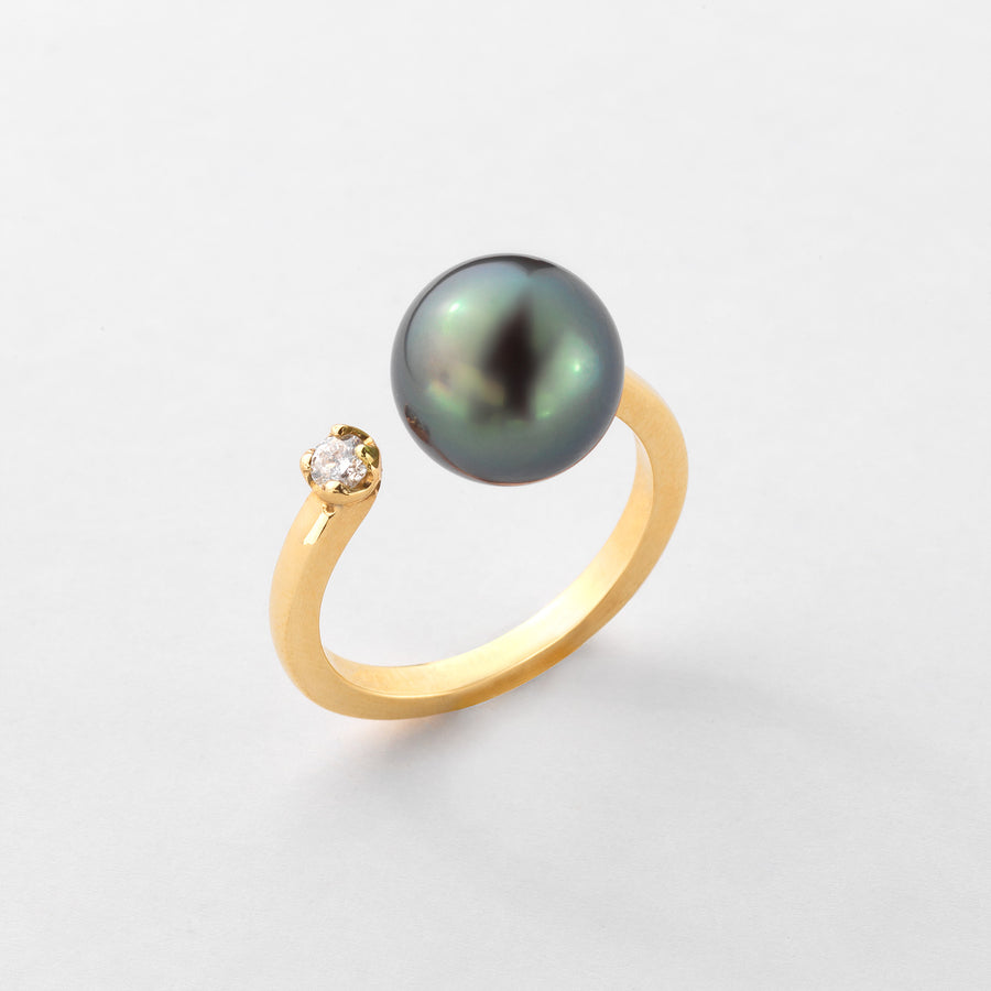 ANILLO PERLA TAHITÍ Y DIAMANTE