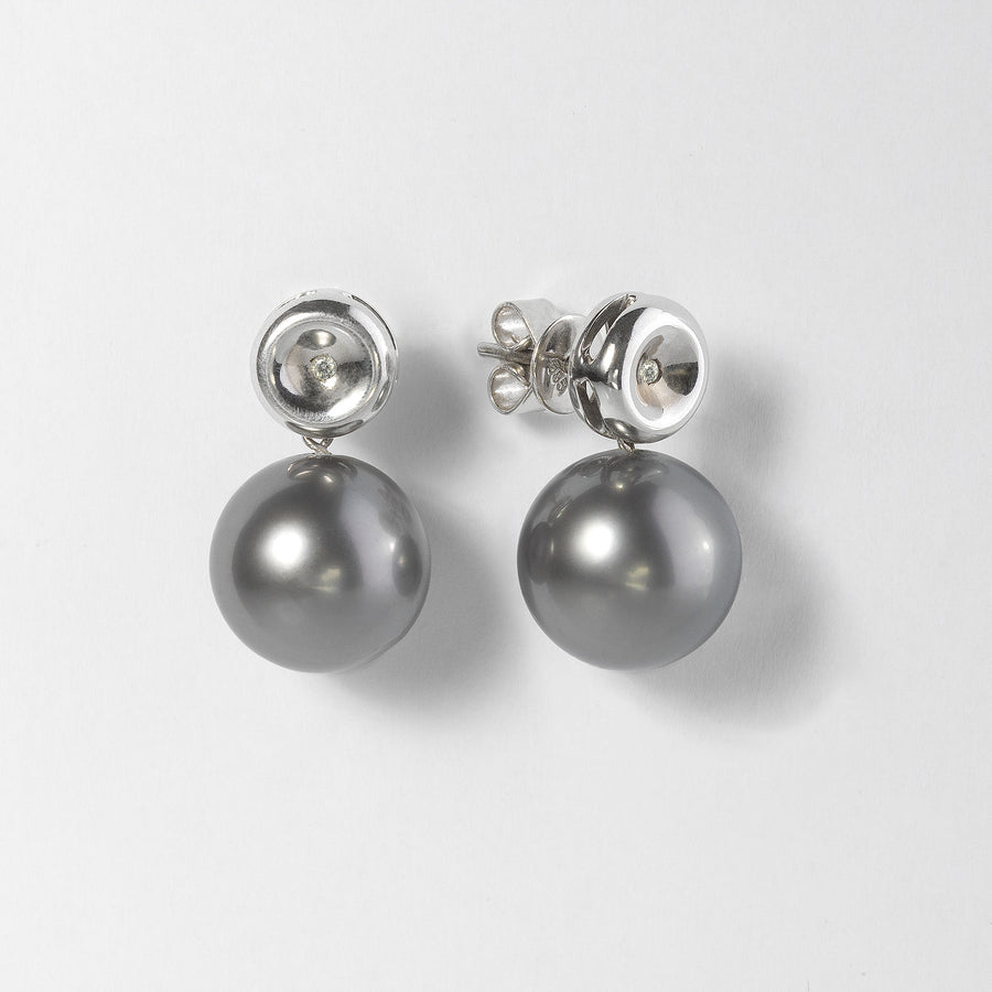 ARETE ORO Y BRILLANTE CON PERLA TAHITÍ