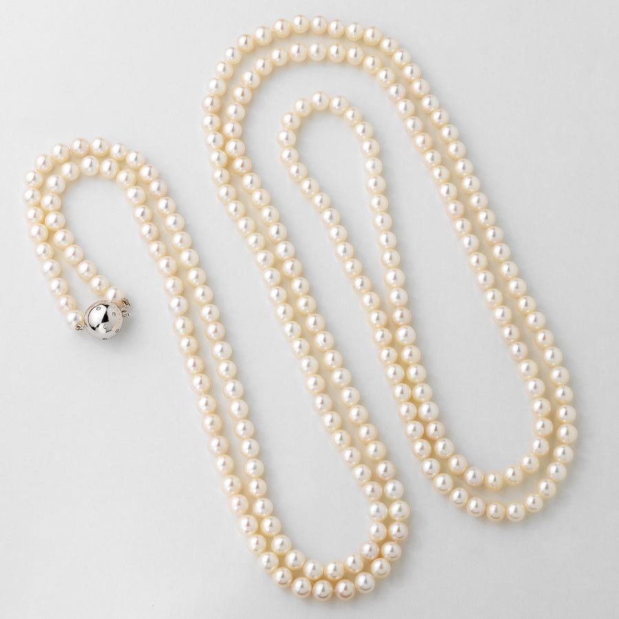 COLLAR PERLA EXTRA LARGO CON BROCHE BRILLANTES