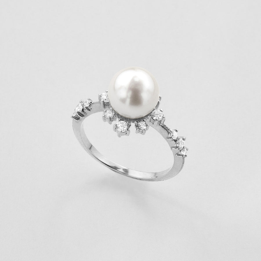ANILLO PERLA Y DIAMANTE