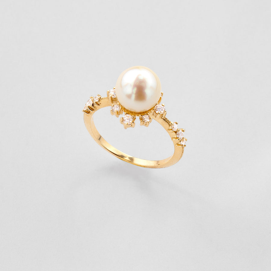ANILLO PERLA Y DIAMANTE