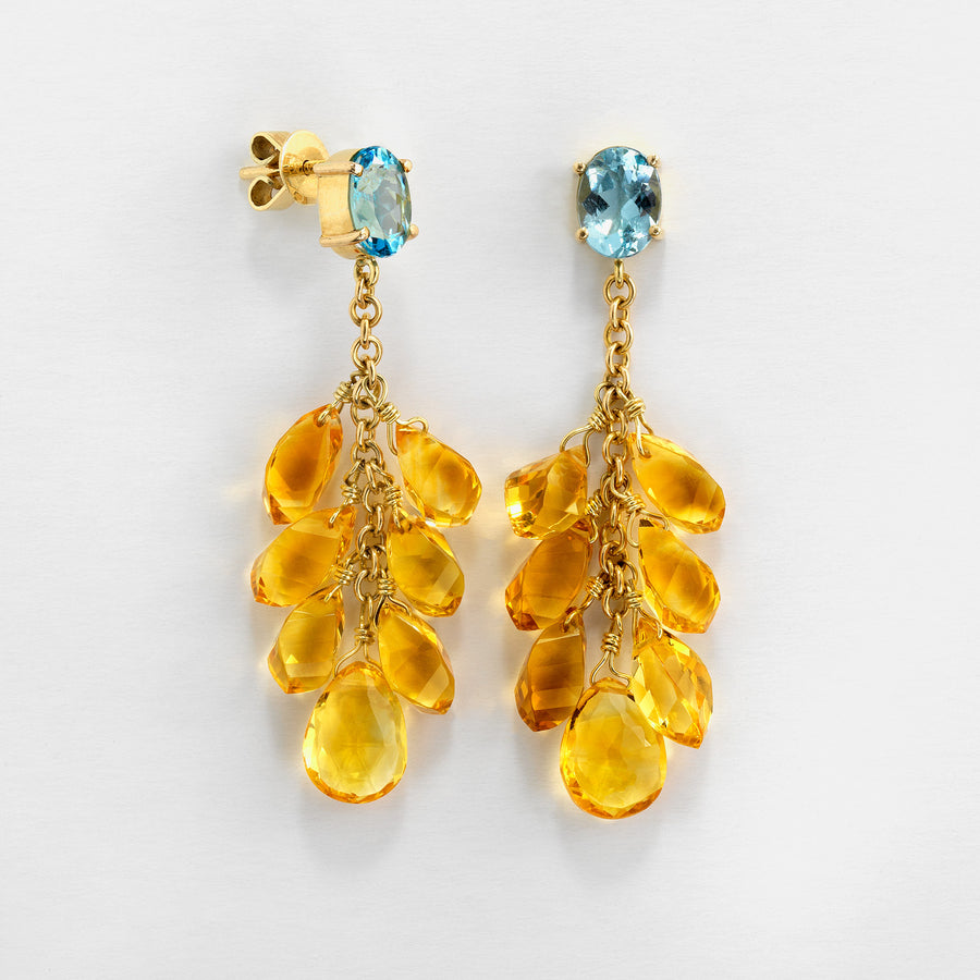 ARETES CITRINA Y AGUAMARINA