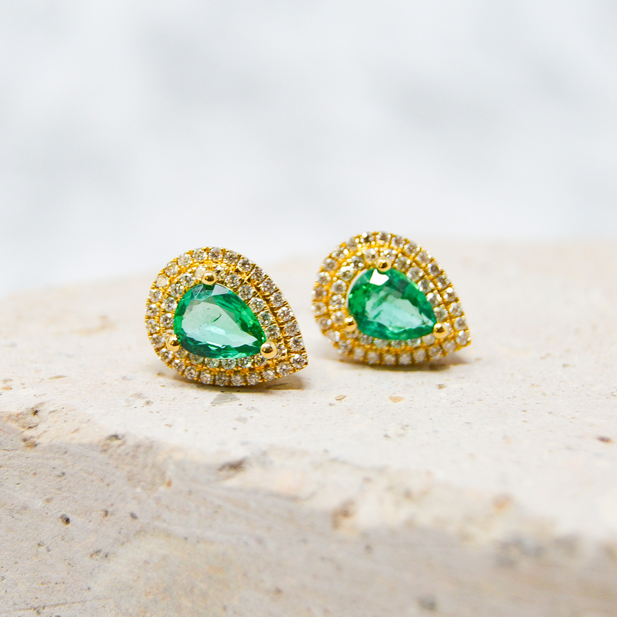 ARETES ESMERALDAS Y DIAMANTES